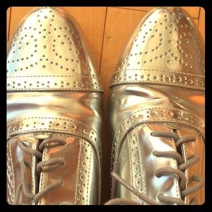 Silver J Crew oxfords